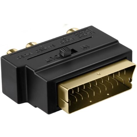 EKON Adattatore Video Scart 21 Pin Maschio A 3 Rca Femmina Nero (1/4)