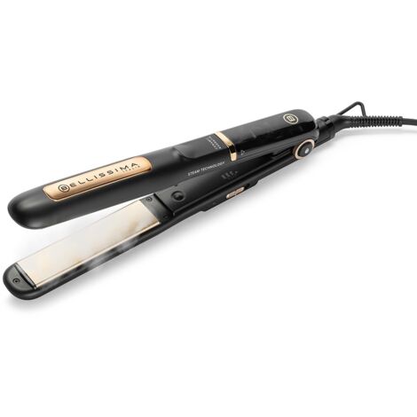 Bellissima Imetec Steam Ceramic e Keratin Piastra per Capelli a Vapore Oro Nero