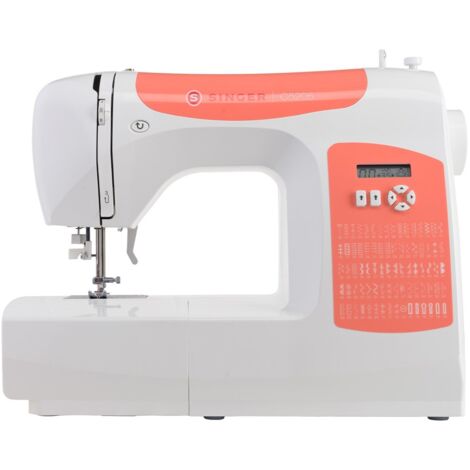 Singer macchina da cucire C5205 elettronica 80 punti display LED infila ago bianca arancio