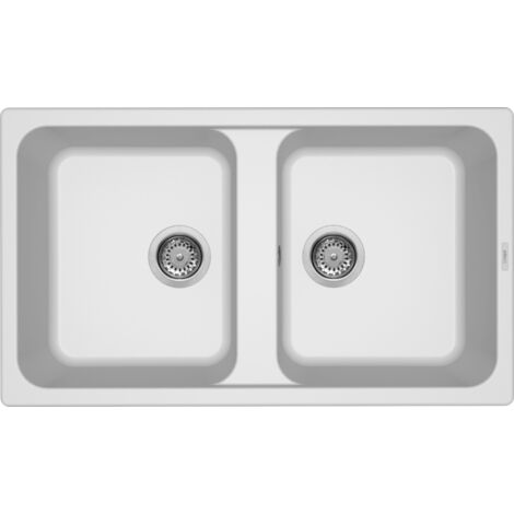 ELLECI Lavello da Incasso  2 Vasche Life 450 Granitek Bianco