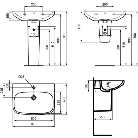 IDEAL STANDARD Lavabo I Life Cm 65 Bianco