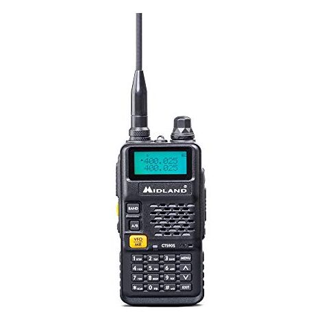 MIDLAND Midland CT590 S Radio Ricetrasmittente Amatoriale Dual Band 128 Canali Memorizzabili - 1 Ricetrasmettitore, Antenna, Clip Cintura, Pacco Batteria Li-Ion 1500mAh, UHF, Nero