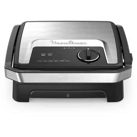 Griglia Elettrica Moulinex GI272D in Acciaio Inox con Piastra Regolabile e Design Nero