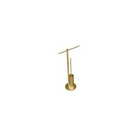 CIPI' Scopino Per WC Da Appoggio, Resina Bianca Con Decorazioni Oro, Set Con Manico Oro, Accessorio Bagno Elegante