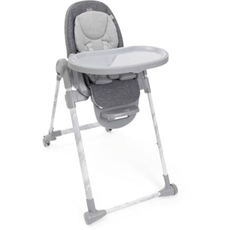 CHICCO Chicco Polly Armonia Seggiolone Evolutivo Pappa per Bambini da 0 Mesi a 40 kg, Sedia Evolutiva, Seggiolone Reclinabile a Sdraietta con Altezza e Poggiapiedi Regolabili, 4 Ruote, Compatto, Grigi