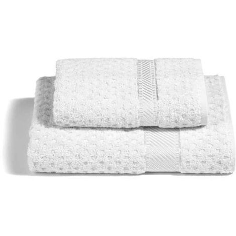 CALEFFI Asciugamano con Ospite in Cotone Sirena '99 Standard Spugnissima Tinta Unita Bianco