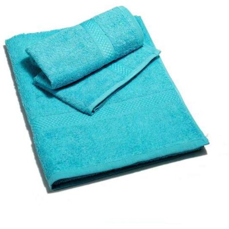 CALEFFI Asciugamano con Ospite in Cotone Minorca Standard Spugnissima Tinta Unita Acqua