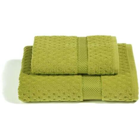 CALEFFI Asciugamano con Ospite in Cotone Sirena '99 Standard Spugnissima Tinta Unita Verde
