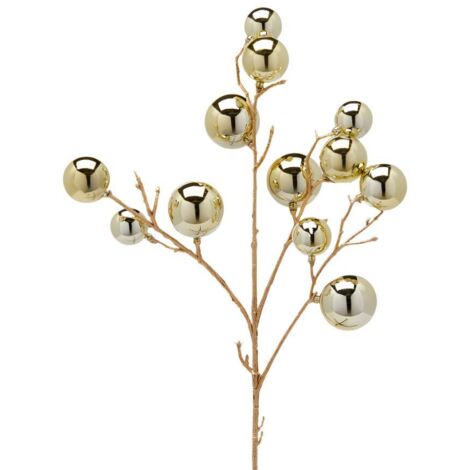 DECORAZIONE NATALIZIA, RAMO CON PALLINE, H53CM, COLORE ORO, NATALE, ADDOBBI DI NATALE (1/3)