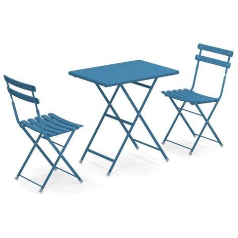 EMU Arc En Ciel Set 2 Sedie Pieghevoli 1 Tavolo Pieghevole Blu Raggrinzato 7470/C