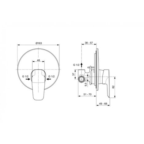 Miscelatore Doccia Incasso Ideal Standard Ceramix Blue | Cromato, Piastra Sottile 6 Mm, Parti Esterne