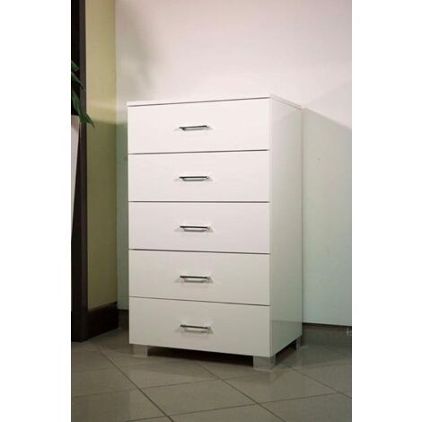 Ángel Cerdá - Cassettiera in Legno di Noce e Bianco Lucido - Mobile con Sei Cassetti Soft-Closing e Gambe in Acciaio Cromato - Cassettiera Moderna e Funzionale per Camera da Letto - 140 x 39 x 70 cm