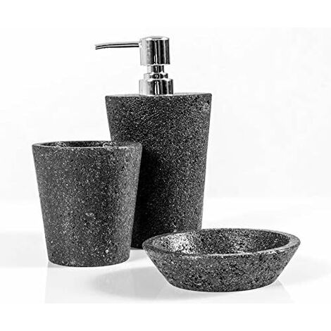 Set di accessori da bagno in resina beige, set di 5 accessori da bagno con dispenser per lozioni, portasapone, portaspazzolino, vassoio per toeletta, dispenser porta Qtip, decorazione moderna per il