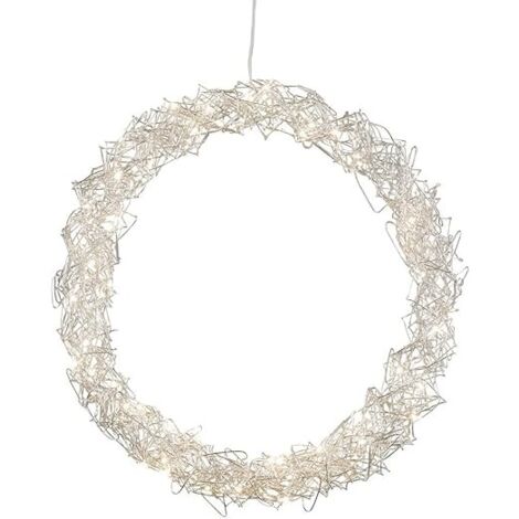Ghirlanda per porta in metallo da 30 cm, luce LED bianca calda - Decorazione natalizia per esterni con fiocco - Idea regalo per la casa e la veranda | Leroy Merlin
