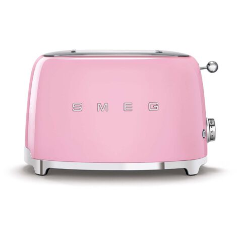 Smeg, tostapane 2x2 tsf01pkeu, 2 scomparti da 36mm, 6 livelli di doratura, funzione riscaldamento, scongelamento e bagel, espulsione automatica del pane, cassetto raccoglibriciole, 950w, rosa