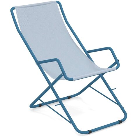 Sdraio Da Giardino in Accio Linea Bahama Blu,58x108x95 cm Pieghevole (1/5)