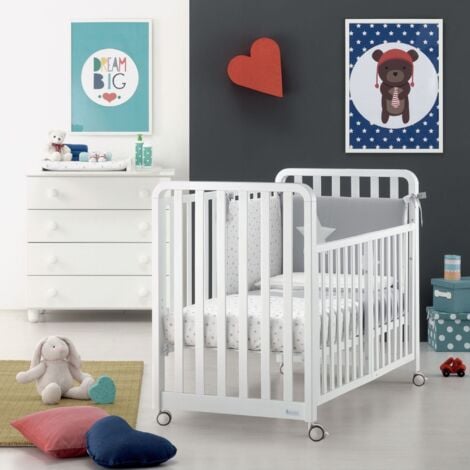 Lettino Evolutivo Glam Bianco 8 In 1 Con Materasso E Set Tessile Avana