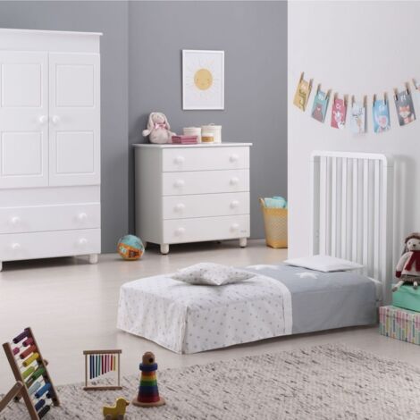 Lettino Evolutivo Glam Bianco 8 In 1 Con Materasso E Set Tessile Avana