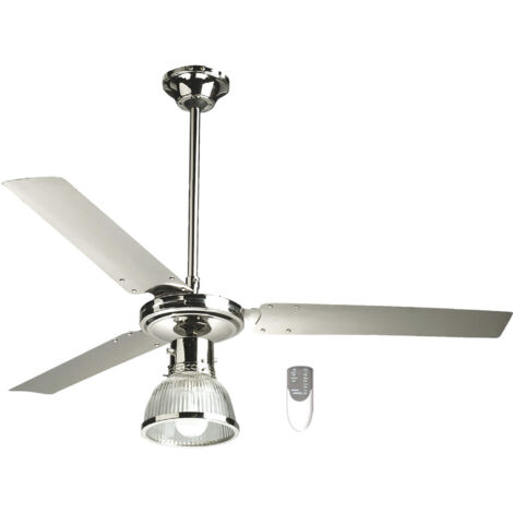 Ventilatore da soffitto Zephir con telecomando 3 pale Ø120cm e27 cromato