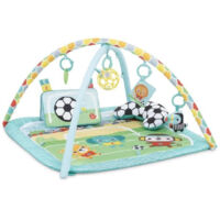 BRIGHT STARTS Tappeto Gioco Calcio, Arco da Gioco con Giocattoli Oball Staccabili, Musica e Luci, Dimensioni: 47 x 74 x 7