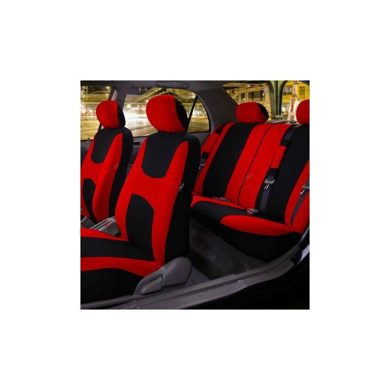 9-teiliges rotes und schwarzes Autozubehör-Set, geteilter Sitzbank- Vollsitzbezug, Stoff-Autositzbezug für vier Jahreszeiten, universeller  Sitzbezug