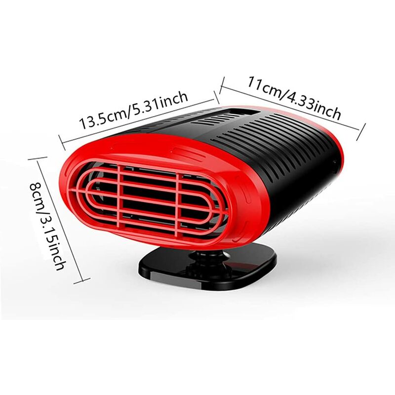 Tragbare Mini-Autoheizung, 12V 120W Stecker Zigarettenanzünder Heizung  Defroster Defogger mit 80~100°C kaltem warmem Wind, Winkeleinstellung  erlaubt Schwarz und Rot