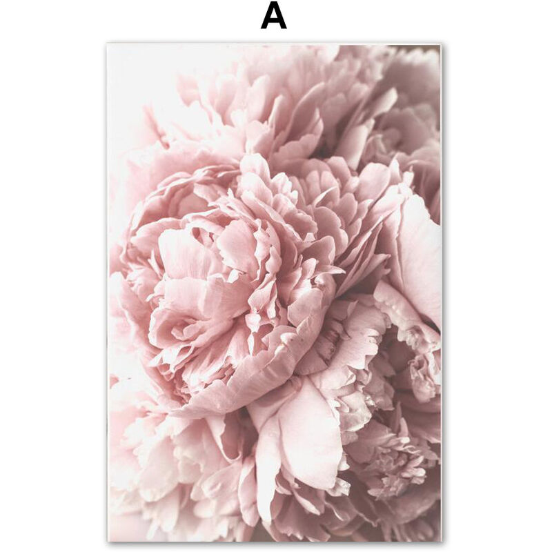 Für Wandbilder Poster Blume Drucke Wandkunst Wohnzimmer Dekor Minimalismus Leinwand Pfingstrose Rose Malerei Tulpen Und Nordischen Rosa