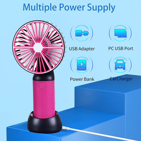 Tragbarer Handventilator, persönlicher Mini-Schreibtischventilator,  wiederaufladbarer USB-Ventilator rosa