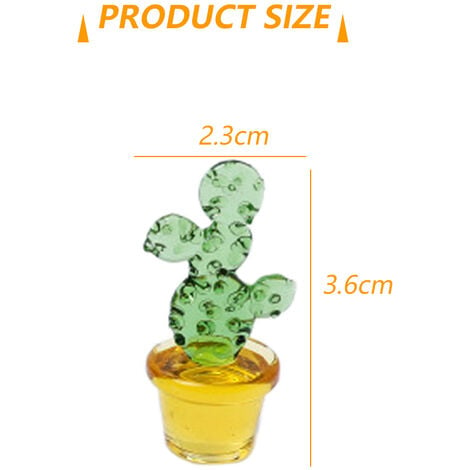 Stück Glas-Kaktus, mundgeblasene Figuren, Glas-Miniatur-Kaktus