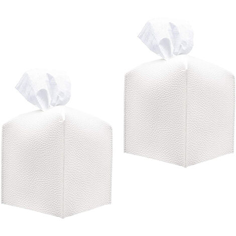 2 Taschentuch-Aufbewahrungstaschen aus PU-Leder. Einfache und modische  Taschentuchtaschen für den Haushalt, weiß