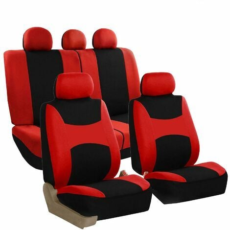 9-teiliges rotes und schwarzes Autozubehör-Set, geteilter Sitzbank