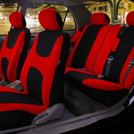 9-teiliges rotes und schwarzes Autozubehör-Set, geteilter Sitzbank