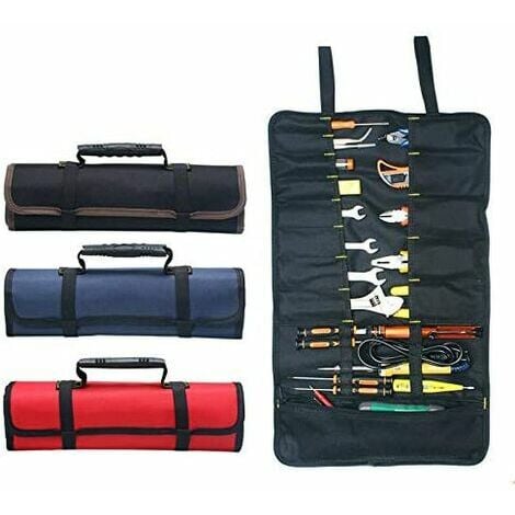 Werkzeugtasche mit 22 Taschen, Werkzeugtaschen, tragbarer Werkzeug-Organizer,  faltbar/rollbar, 601D Oxford Toolkit-Aufbewahrungsrolle (werkzeuglos), für  Gärtner/Elektriker/Schreiner
