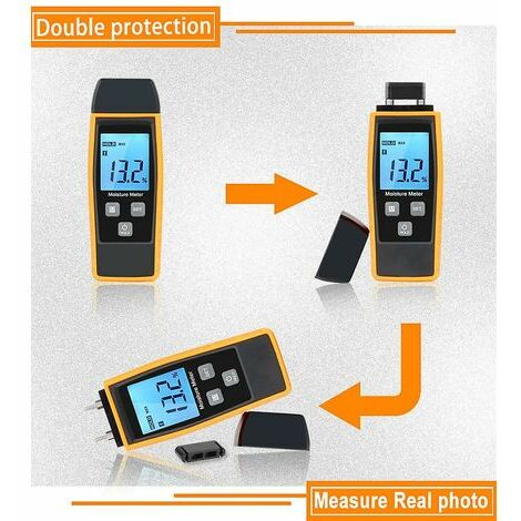 Feuchtigkeitstester, Feuchtigkeitstester für Wände und Holz, Leckmessgerät,  Feuchtigkeit, Zementmörtel, Wassergehaltsdetektor mit LCD- Hintergrundbeleuchtung (Gelb)