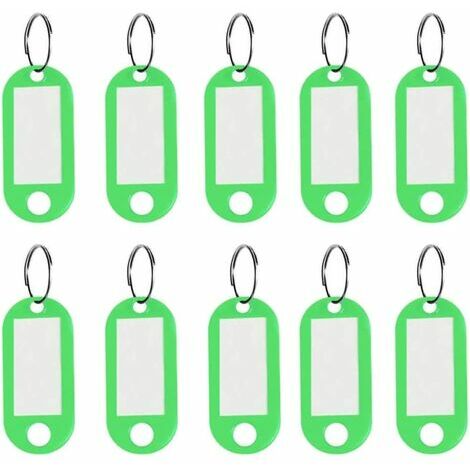 10 Stück Anhänger (grün) mit Schlüsselring, farbiger Schlüsselring,  Kunststoff-ID-Tags mit geteiltem Schlüsselring, für Türschlüssel