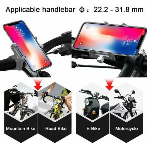Grau) Motorrad-Handyhalterung, Anti-Vibrations-Fahrrad-Smartphone-Halterung, Auto-iPhone-Halterung, für 11 iPhone 12, universell