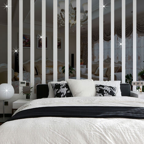 10 x lange Stangen-Rechteck-Spiegel-Wandaufkleber, abnehmbare Wohnkultur, TV-Hintergrund moderner Acryl-Wandrand-Aufkleber