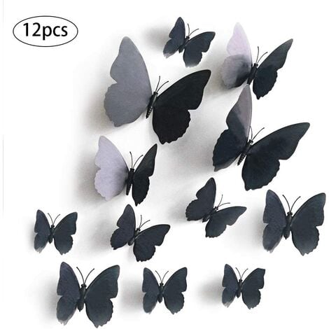 12 Stück 3D-Schmetterlinge-Aufkleber, abnehmbar, wiederverwendbar