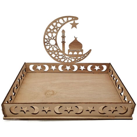 Eid Mubarak Tablett, Eid Mubarak Tischdeko Teller Holz, Ramazan