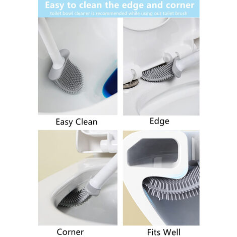 WC-Bürste und Halter-Set für orange Silikonborsten Badezimmer, mit WC-Reinigungsschüssel-Bürstenkopf