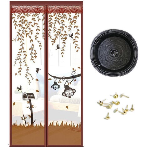 Magnetische Schirmtür, Brise in einem selbstdichtenden Magneten,  Insektenschutz Sommer Moskitonetz Fliegengitter Magnetvorhang Fliegenvorhang  -100x210CM Affe