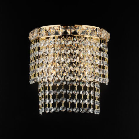 Applique in ferro e ottone dorato con strass 2 luci Wagner
