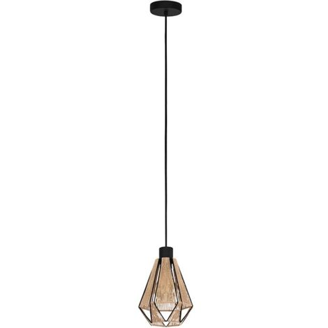 Lampada sospesa Adiclle acciaio nero, natura tessile E27 1x40w L: 17 cm B: 14,5 cm H: 110 cm Dimmabile