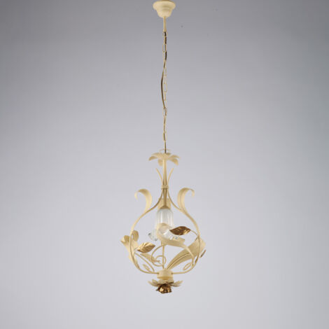 Cesto Lampadario in ferro laccato avorio decape 1 luce 112 Ø33 BL274-1-AV (1/2)