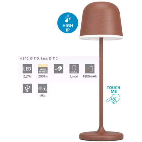 Lampade Da Tavolo Esterno Mannera Alluminio Ruggine Policarbonato Bianco Led