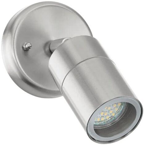 Faretto Orientabile Esterno Stockholm 1 Acciaio Argento Vetro Bianco Led (1/4)