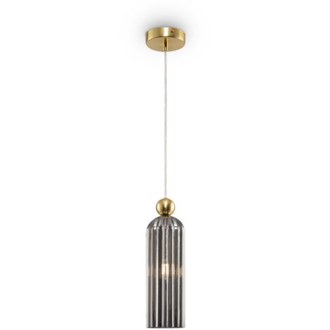 Maytoni Antic Plafoniera Moderna Slim Sospensione Oro, Paralume Vetro Grigio