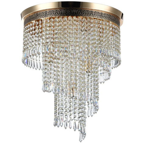 Plafoniera Contemporaneo Cascade Metallo Oro 7 Luci Diffusori Vetro