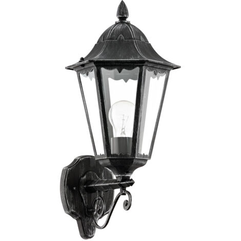 Applique Esterno Verso Alto Classica Navedo Alluminio Nero 1 Luce E27 H42,5Cm (1/7)
