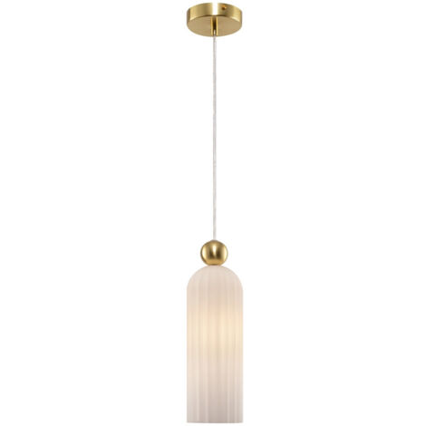 Maytoni Antic Plafoniera Moderna Slim Sospensione Oro, Paralume Vetro Bianco